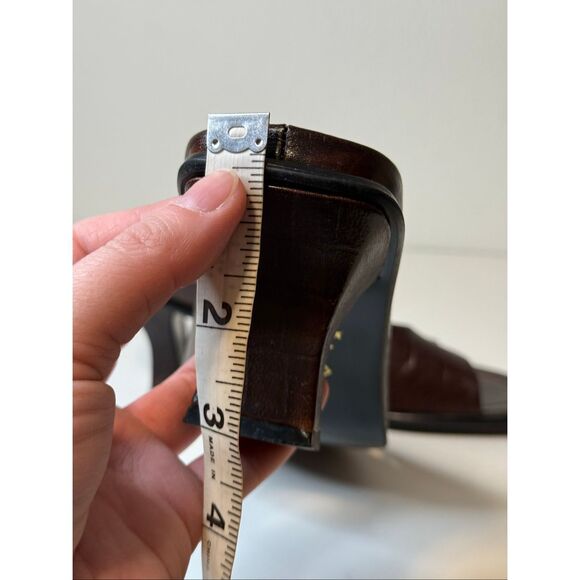 Vintage 90s Y2K Marquise Brown Pepper Slip On Mule Heels Size 8 - Picture 10 of 10